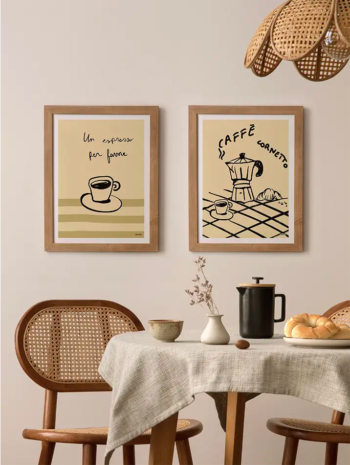 Lot d'affiches et posters de café