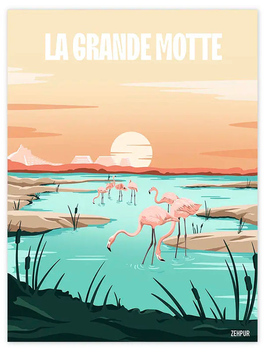 Affiche La Grande Motte | "Les flamant roses"