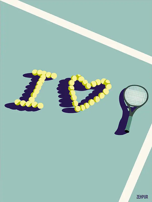 Affiche Tennis Melbourne : un design minimaliste et élégant qui capture la passion du tennis moderne avec ses couleurs pastel et son cœur formé de balles jaunes. Idéale pour une décoration murale contemporaine, elle apporte une touche artistique et sportive à votre intérieur.