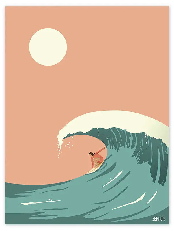 Surfing in Teahupoo poster