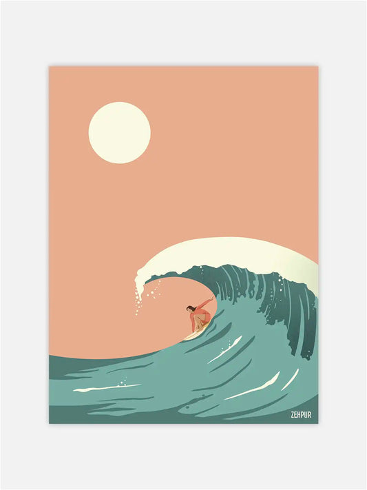 Surfing in Teahupoo poster