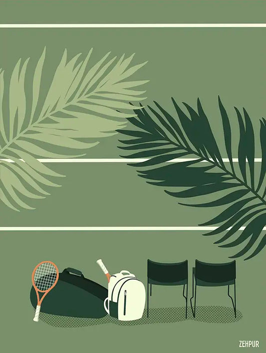 Affiche tennis "Sous les palmiers"