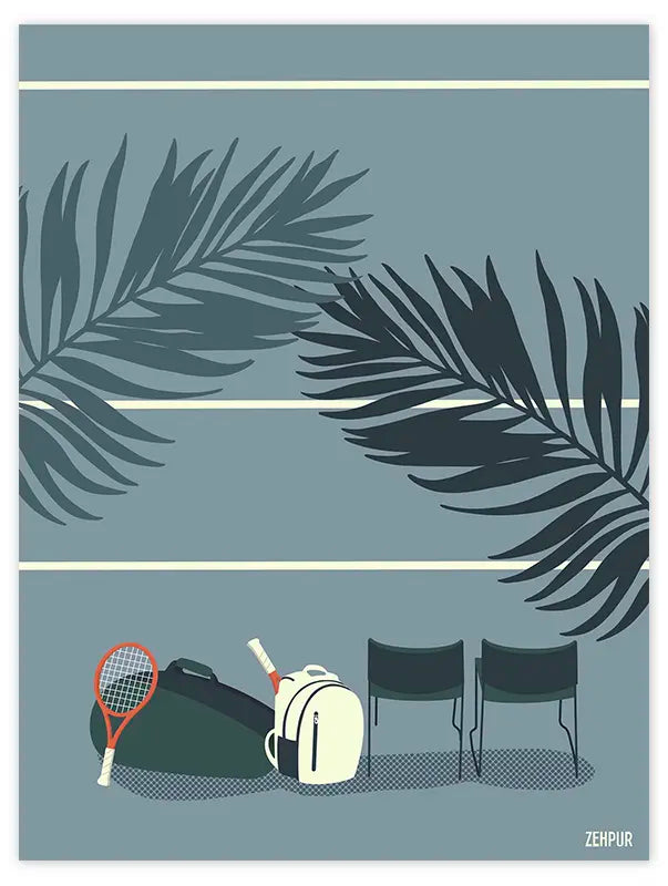 Affiche tennis "Sous les palmiers"