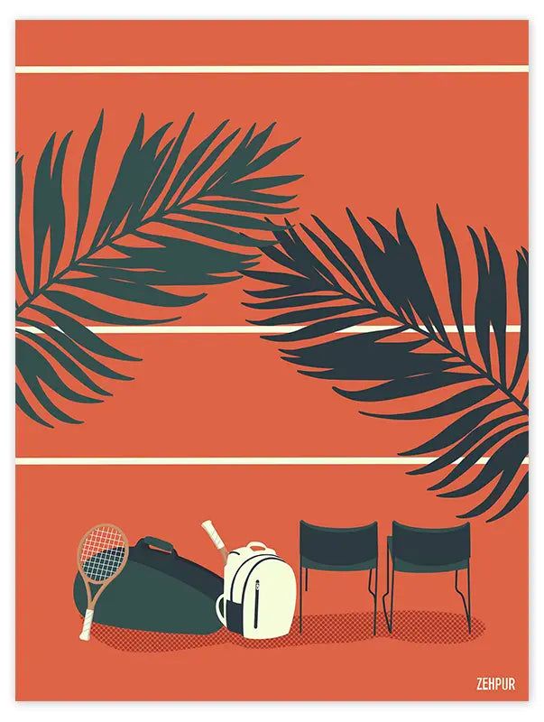 Affiche tennis "Sous les palmiers"