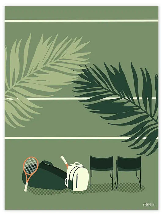 Affiche tennis "Sous les palmiers"