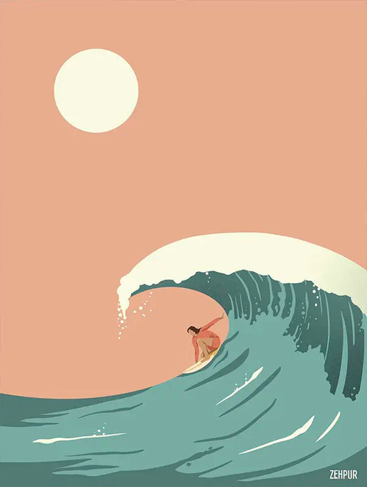 Surfing in Teahupoo poster