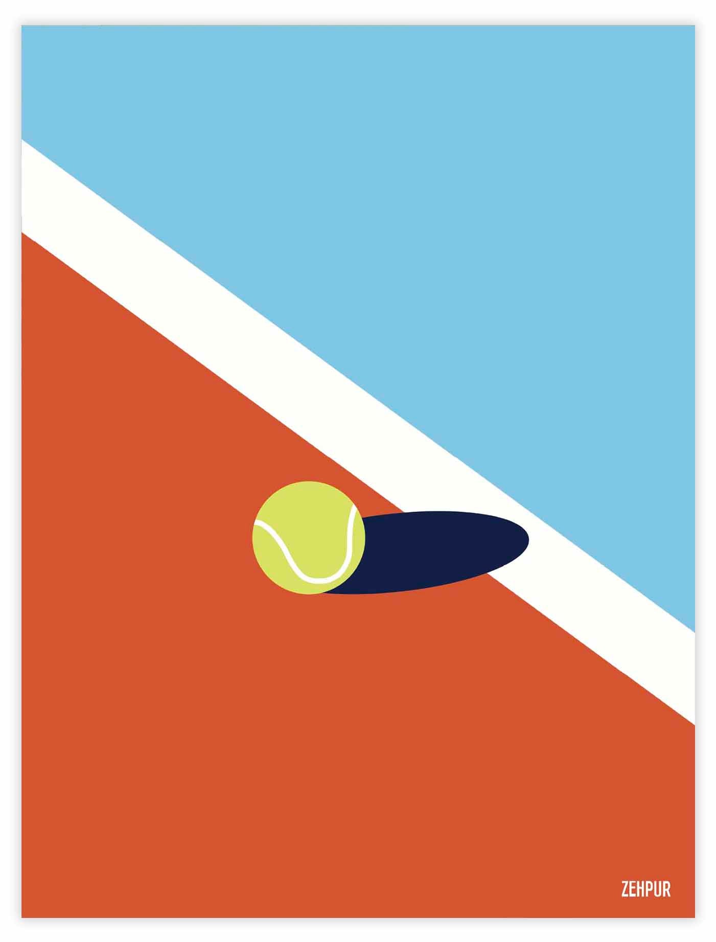 Affiche tennis "Balle vintage"